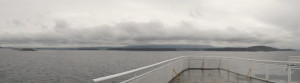 Riding the ferry on a dreary day. 